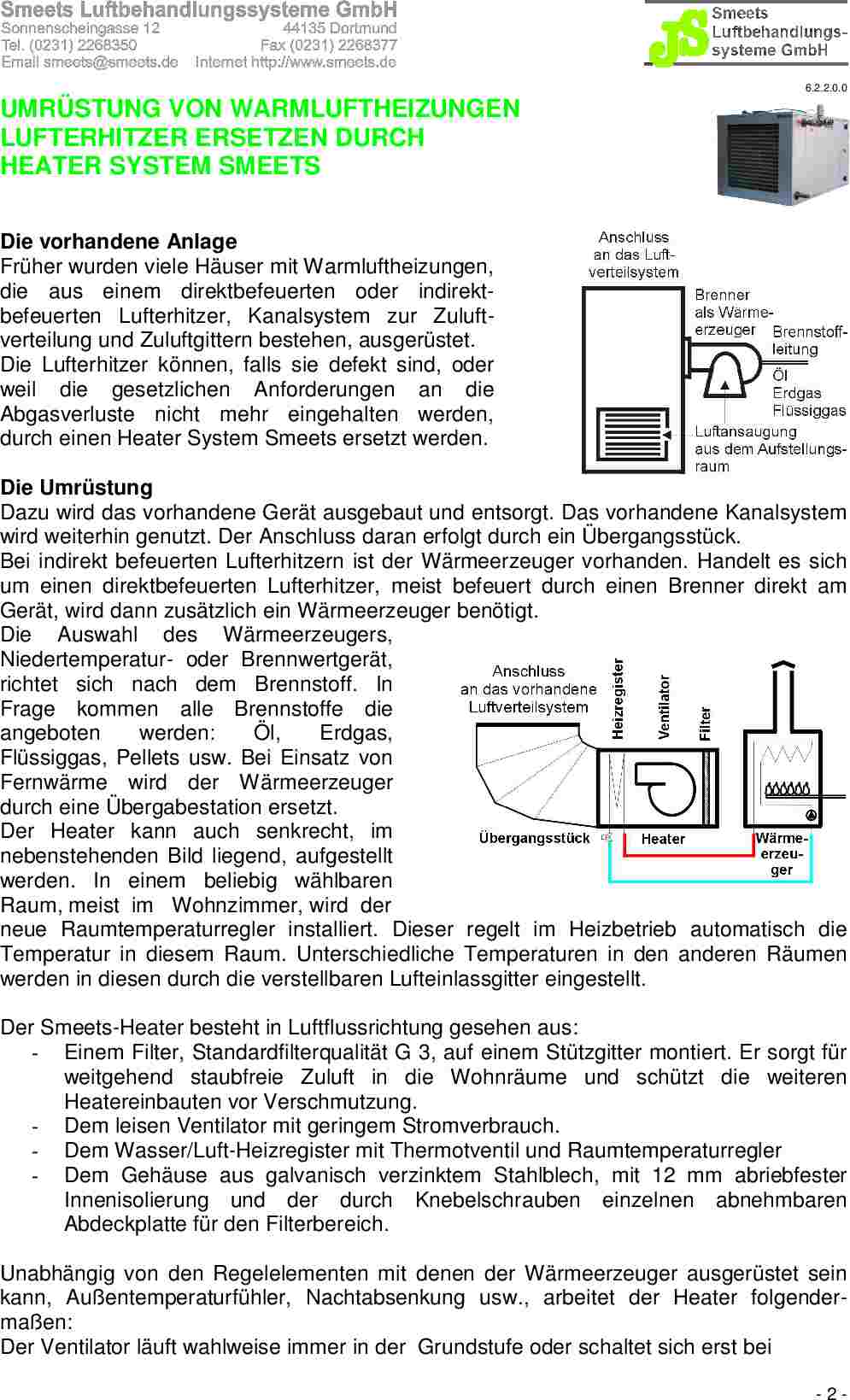 Beschreibung Umrüstung Warmluftheizung